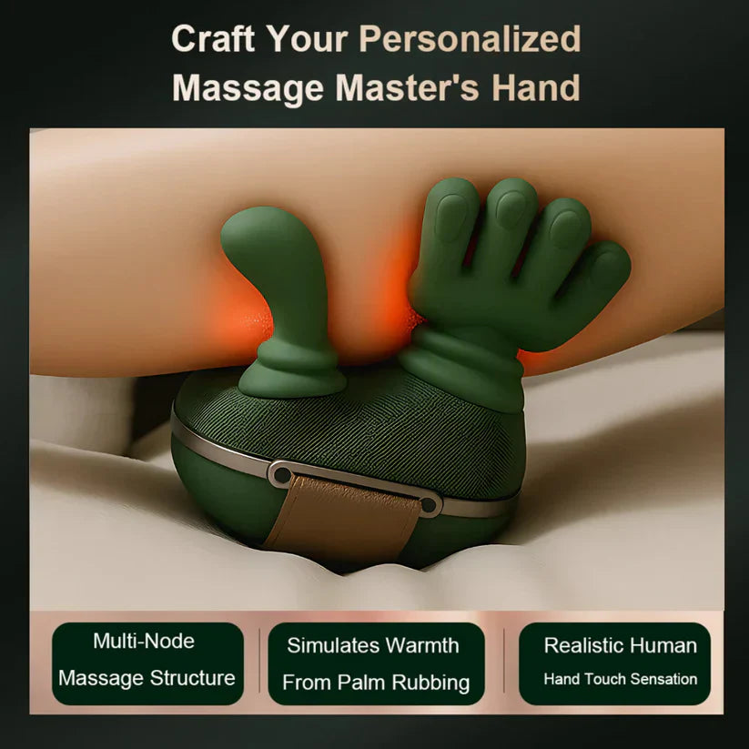 Arenzza Handiva™ real hands neck and shoulder massager in use, providing soothing relief with realistic hand massage techniques.