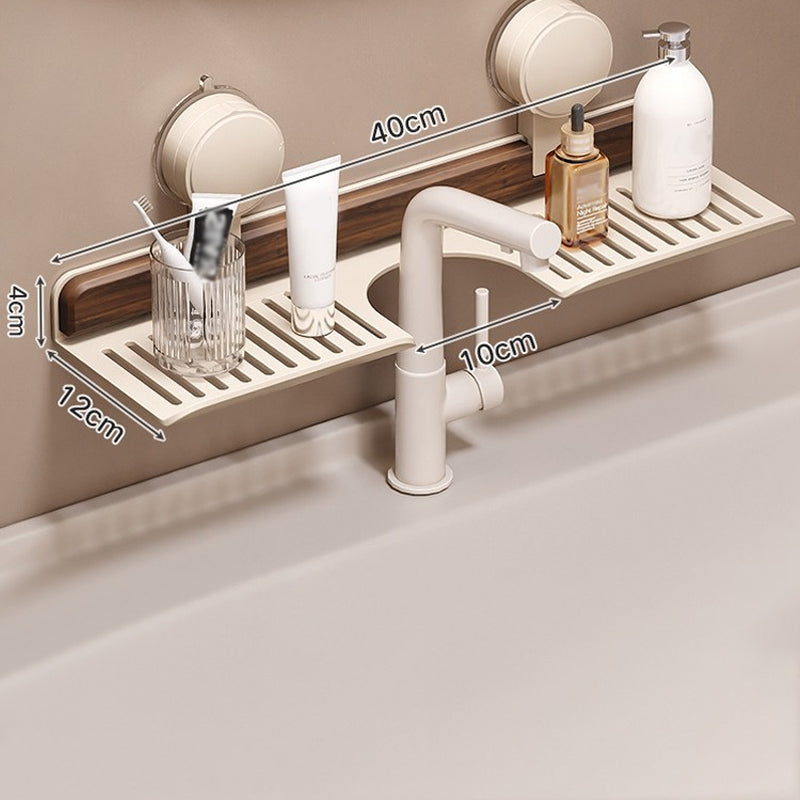 Walnut bathroom shelf with suction cup mount by Arenzza, showcasing a sleek wood finish and sturdy secure attachment for bathroom organization.