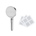 Arenzza multi-functional high pressure handheld shower head in bathroom setting with water spray and adjustable features.