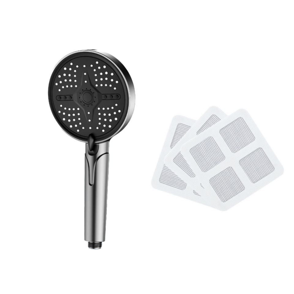 Arenzza multi-functional high pressure handheld shower head for bathroom use, showcasing water spray and ergonomic handle.