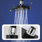 Arenzza 360° adjustable square bathroom showerhead with modern design and multiple spray settings, mounted in a bathroom setting.