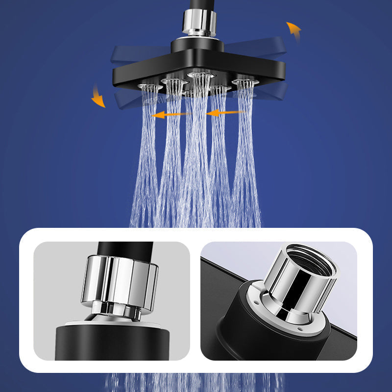 Arenzza 360° adjustable square bathroom showerhead with modern design and multiple spray settings, mounted in a bathroom setting.