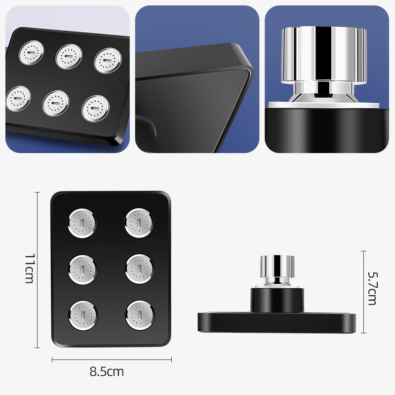 Arenzza 360° adjustable square bathroom showerhead with modern chrome finish, mounted in a bathroom setting.