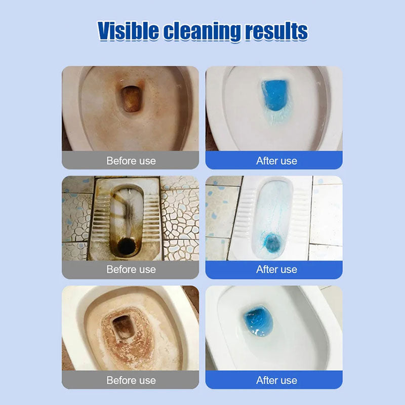 Arenzza lemon-scented toilet bowl cleaner tablets shown in a bathroom setting, highlighting fresh citrus fragrance and cleaning action.