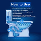 Arenzza lemon scent toilet bowl cleaner tablets in a bathroom setting, showcasing the product packaging and tablets.