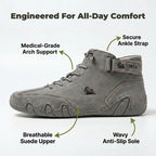 Arenzza Easystep™ foot support with three benefit callouts highlighting pain relief, comfort, and improved daily mobility.