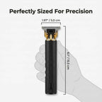 Arenzza cordless beard trimmer with sharp blades and 7-dimension size diagram showcasing adjustable trimming options.