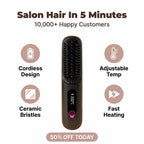Arenzza FrizzGuard™ cordless frizz-free styler with sleek design and LED indicator, ready for smooth, frizz-free hair styling.