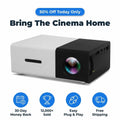 Arenzza portable mini projector displaying a colorful movie scene on a wall, compact design ideal for home or travel use.