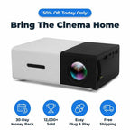 Arenzza portable mini projector displaying a colorful movie scene on a wall, compact design ideal for home or travel use.