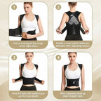Aarenza Cerviless Pro™ posture corrector for back pain relief, shown worn on a person's upper back and shoulders.