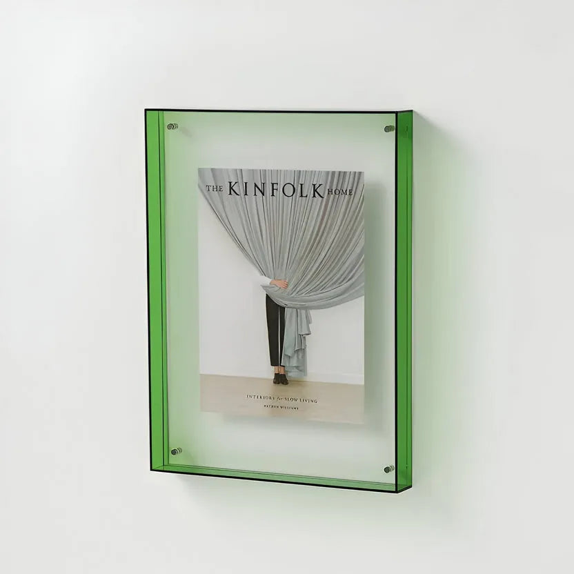 Clear acrylic picture frame by Arenzza, minimalist wall-mounted photo frame for displaying images stylishly on the wall.