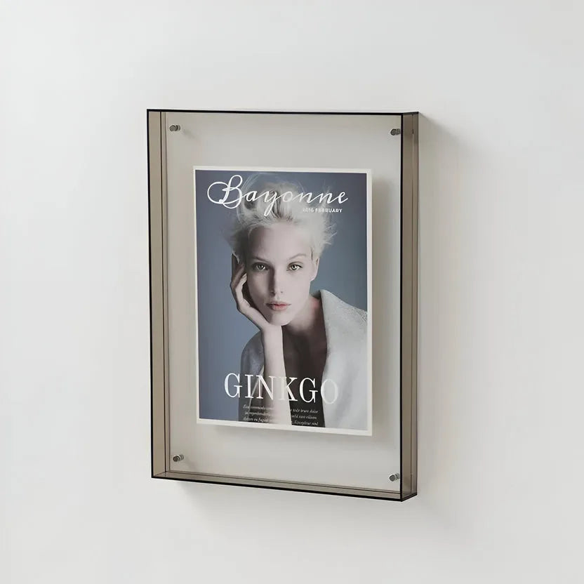 Clear acrylic picture frame by Arenzza, minimalist wall-mounted display showcasing a photograph or artwork with sleek modern design.