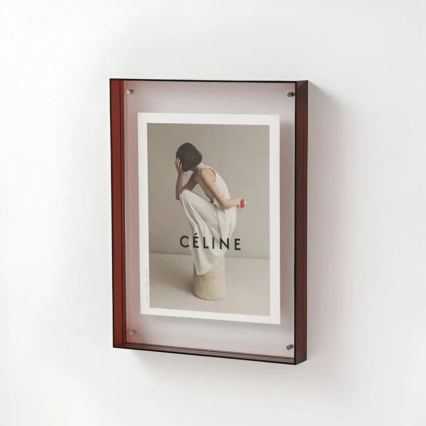 Clear acrylic picture frame by Arenzza, minimalist wall-mounted display for photos or artwork, with a sleek transparent design.
