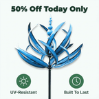 Aarenza decorative garden wind spinner with colorful blades spinning in the breeze outdoors