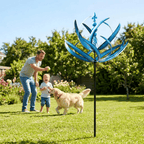Aarenza decorative garden wind spinner in a lush outdoor setting, showcasing its colorful, stable design spinning gently in the breeze.