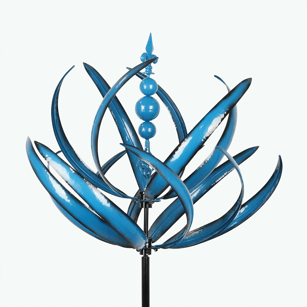 Arenzza decorative garden wind spinner with colorful, stable blades spinning in a lush outdoor garden setting.