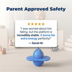 A kid using the SmartBalance™ Arenzza balance trainer, demonstrating fun and active coordination exercises indoors.