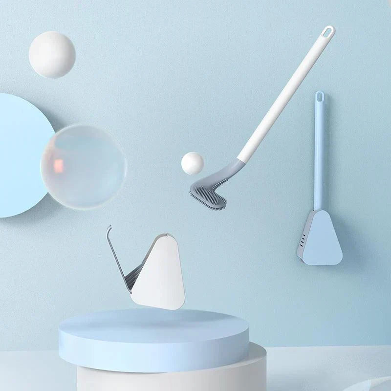 Arenzza silicone toilet brush with ergonomic handle and flexible bristles for easy cleaning of sparkling toilets.