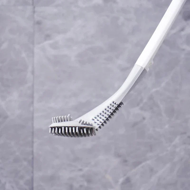 Arenzza silicone toilet brush with ergonomic handle and flexible bristles for easy cleaning of sparkling clean toilets.