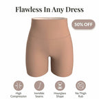 A pair of black Arenzza seamless shaper shorts with anti-chafe design, shown on a mannequin for comfort and fit.
