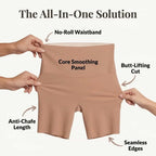 A pair of Arenzza seamless shaper shorts with anti-chafe design, featuring breathable fabric for comfort and smooth silhouette.