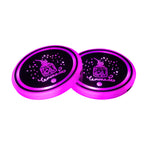 Arenzza rechargeable LED car cup holder lights glowing inside a vehicle, illuminating the cup holder area with vibrant colors.