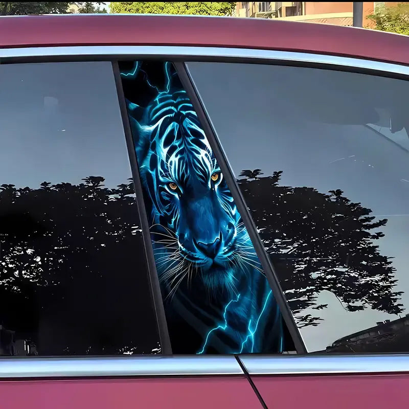 Arenzza decorative car B-pillar sticker set with high-gloss finish, scratch-resistant design, shown on a vehicle's B-pillar.