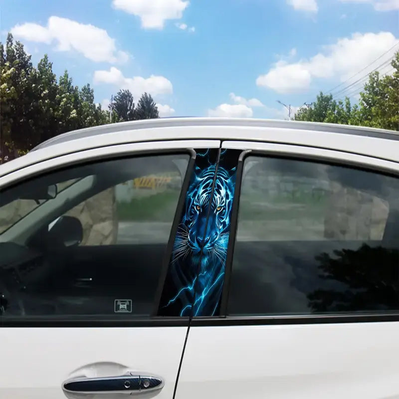 Aarenzza decorative car B-pillar sticker set featuring high-gloss, scratch-resistant finish on a vehicle's B-pillar for stylish upgrade