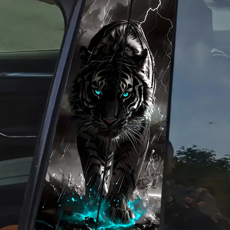 Arenzza decorative car B-pillar sticker set with high-gloss finish and scratch-resistant surface on a vehicle's B-pillar.