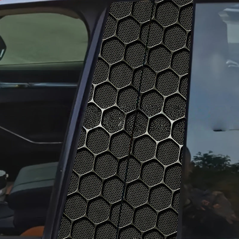 Arenzza decorative car B-pillar sticker set with high-gloss, scratch-resistant finish applied to a vehicle's B-pillar for stylish upgrade.