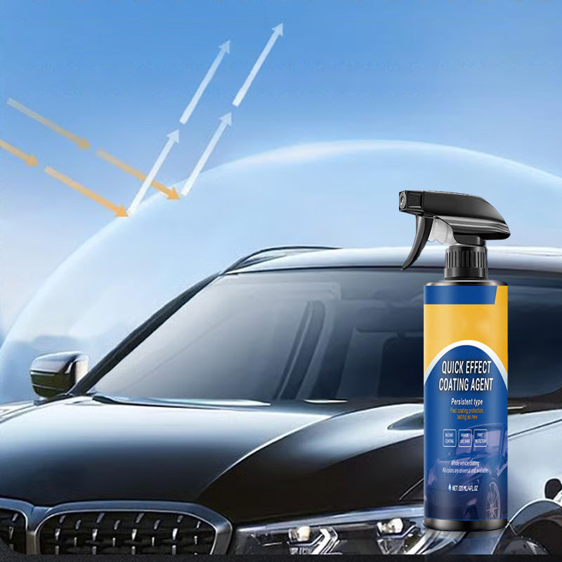 Arenzza advanced quick-acting car coating spray applied to vehicle surface, showcasing smooth, shiny protection for car accessories.