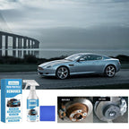 Arenzza Car Rust and Iron Particle Remover Spray bottle with label, designed for cleaning car metal surfaces and removing rust.