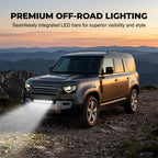 Arenzza LED light bar for cars and motorcycles, showcasing a sleek, bright auxiliary lighting accessory mounted on a vehicle.