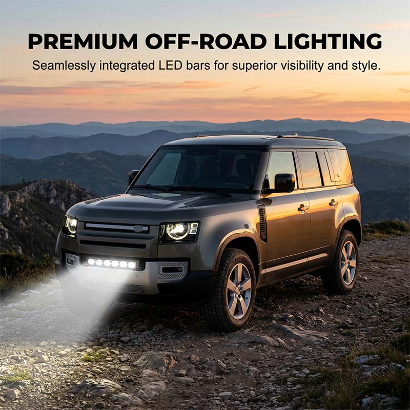 Arenzza LED light bar for cars and motorcycles, showcasing a sleek, bright auxiliary lighting accessory mounted on a vehicle.