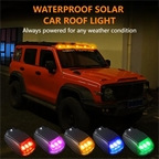 Arenzza waterproof solar car roof light with remote control mounted on a vehicle's roof, designed for outdoor car lighting and safety.