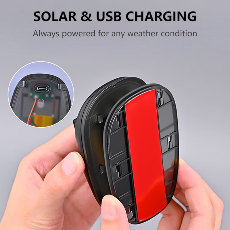 Arenzza waterproof solar car roof light with remote control, mounted on a vehicle for enhanced visibility and safety.