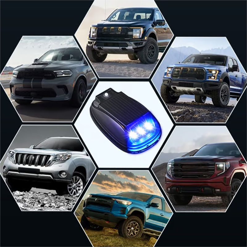 Arenzza waterproof solar car roof light with remote control mounted on a vehicle roof for enhanced visibility and safety.