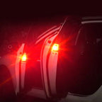 Arenzza waterproof solar car roof light with remote control installed on a vehicle's roof, showcasing its compact design and solar panel.