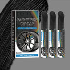 Arenzza Car Wheel Scratch Repair Pen shown on a car wheel, designed for fixing scratches and blemishes on vehicle rims.