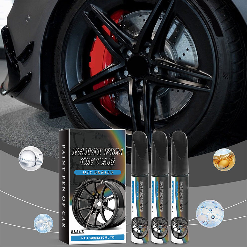 Arenzza Car Wheel Scratch Repair Pen shown in use on a vehicle wheel, designed for quick scratch repair and touch-up car accessories.