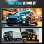 Arenzza dual-port car FM Bluetooth transmitter with USB ports, wireless music streaming, and hands-free calling in a car accessory setup.
