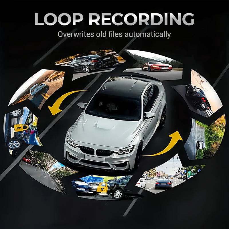 Arenzza HD Dash Cam Set for cars, featuring a compact camera and mounting accessories for vehicle dashboard recording.