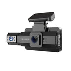 Arenzza HD dash cam set with front and rear cameras, mounted in a car interior, capturing clear driving footage.