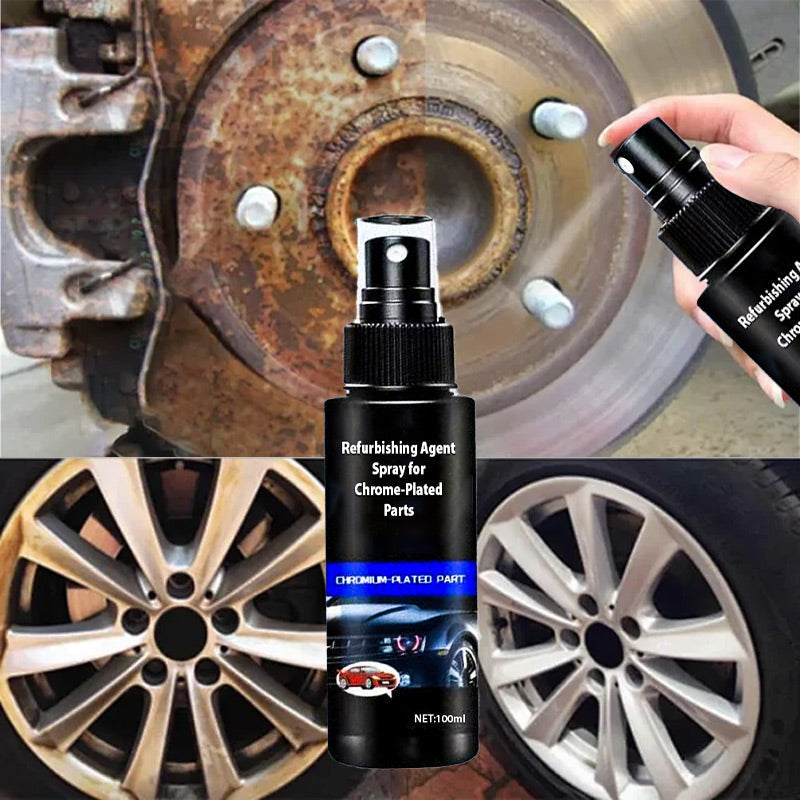 Arenzza car accessories restore chrome with no polishing needed, featuring shiny, reflective chrome surface on vehicle exterior parts.