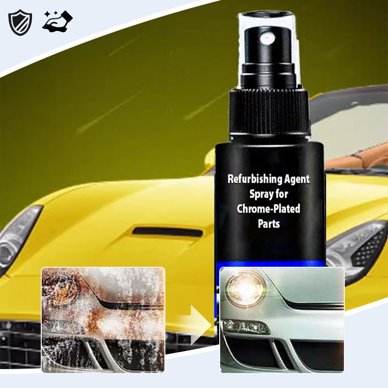Arenzza car chrome restoration accessories showing shiny, restored chrome surfaces on vehicle trim with no polishing needed
