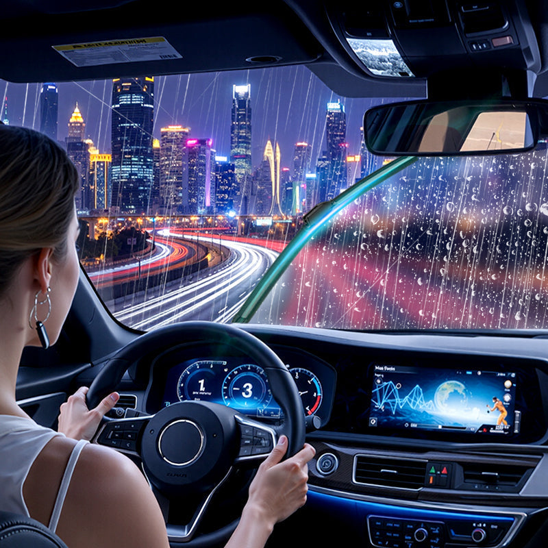 Arenzza car glass oil film cleaning agent bottle, designed for cleaning and restoring visibility on vehicle windows and glass surfaces.