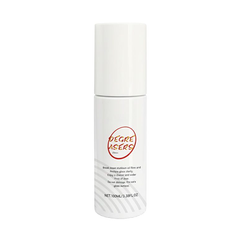 Arenzza car glass oil film cleaning agent bottle, close-up of the car accessories product for cleaning and clarifying glass surfaces.