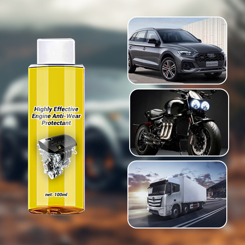 Arenzza engine anti-wear protectant bottle, a car accessory designed to reduce engine wear and improve performance.