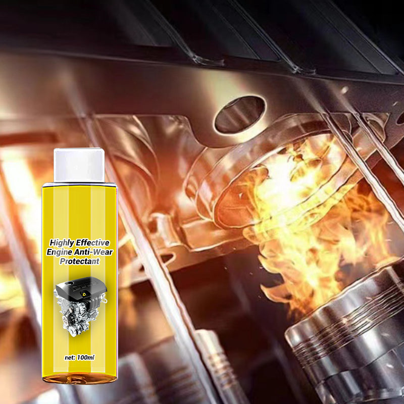 Arenzza engine anti-wear protectant bottle for car accessories, with product label and safety cap visible.